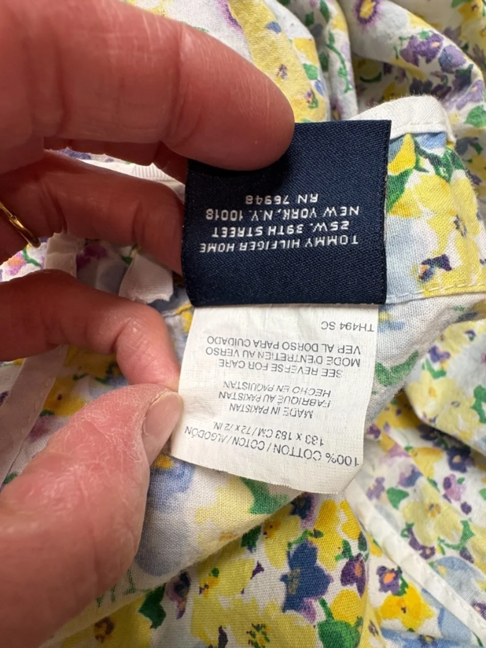 Tommy Hilfiger Blue and Yellow Floral Shower Curtain